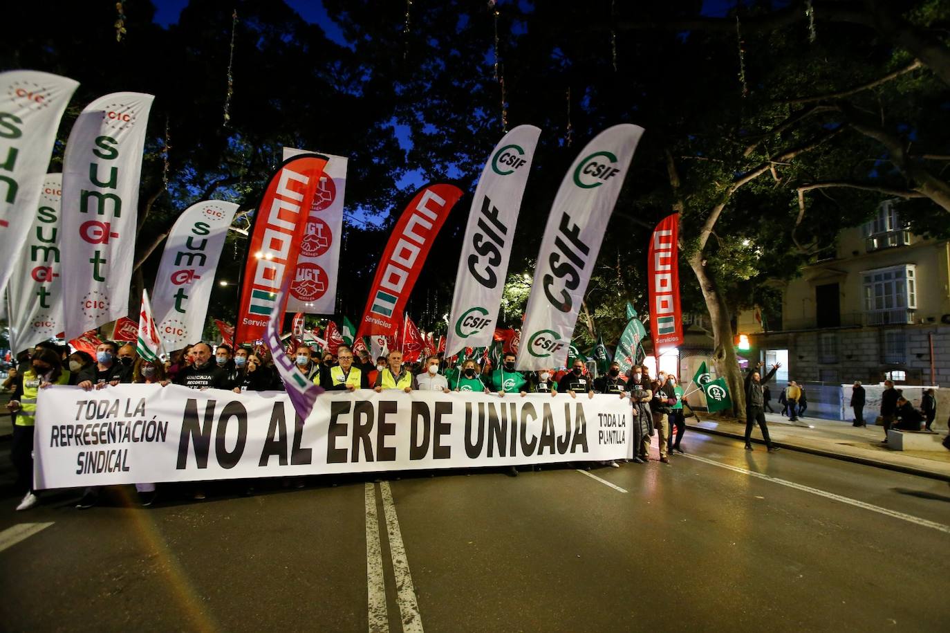 Manifestación en Málaga contra el ERE de Unicaja. 