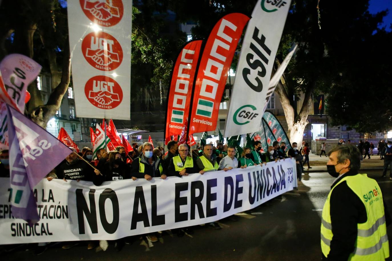 Manifestación en Málaga contra el ERE de Unicaja. 