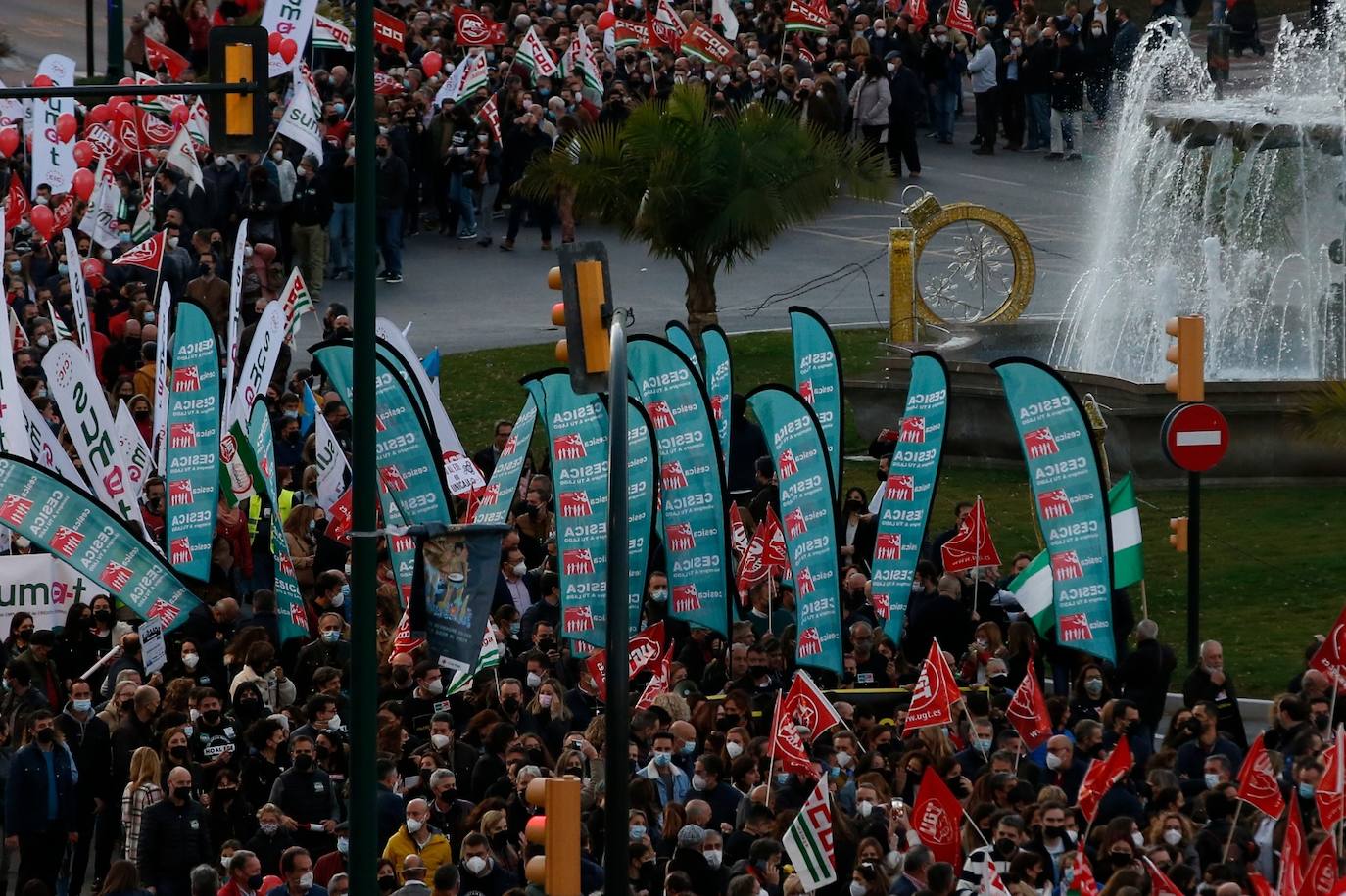 Manifestación en Málaga contra el ERE de Unicaja. 