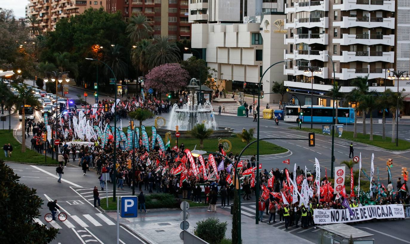 Manifestación en Málaga contra el ERE de Unicaja. 