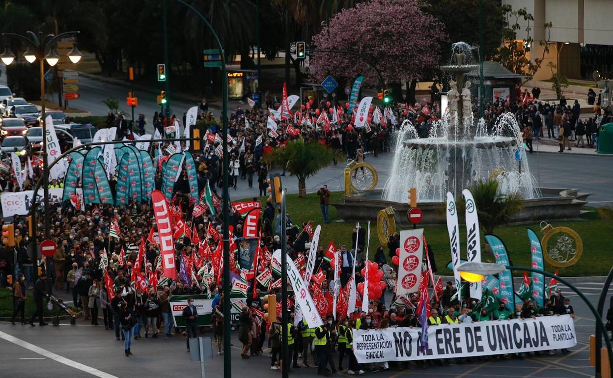 Imagen tomada durante la manifestación, este martes, en Málaga. 