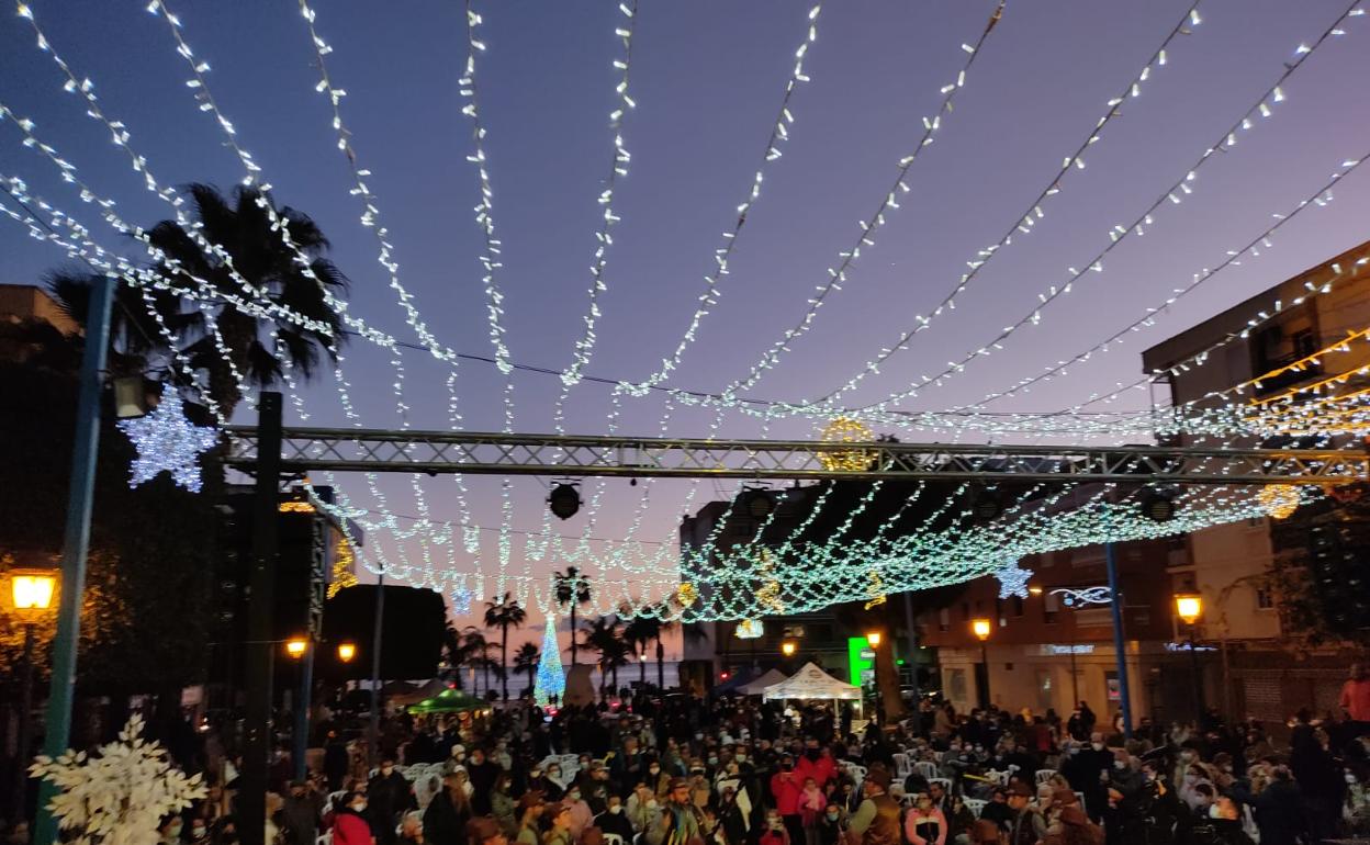 Inauguración del alumbrado navideño, este pasado domingo en Rincón de la Victoria. 