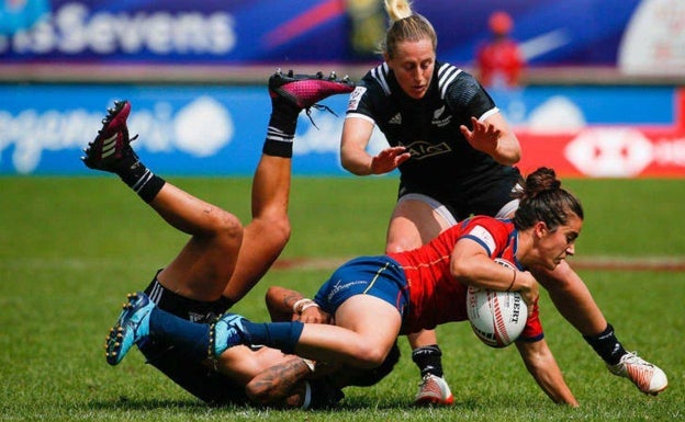 Un choque de la selección española femenina de rugby seven. 