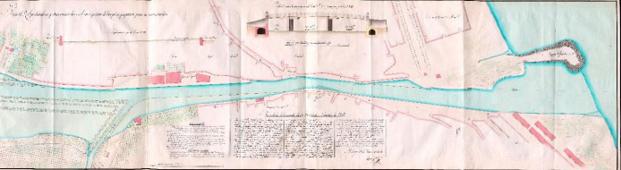 Proyecto sobre el río Guadalmedina. Joaquín María Pery (1808). (ARCHIVO MUSEO NAVAL)