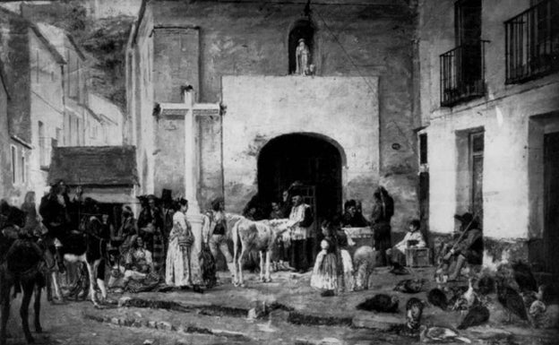 Obra de Moreno Carbonero, de 1873, 'La bendición de los animales ante la iglesia de San Lázaro. 