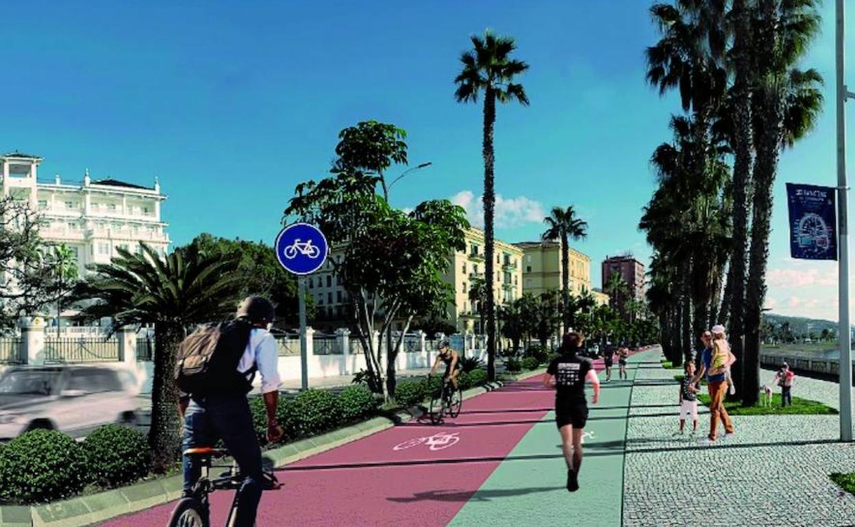 Recreación del paseo marítimo Pablo Ruiz Picasso, tras la realización del túnel. 