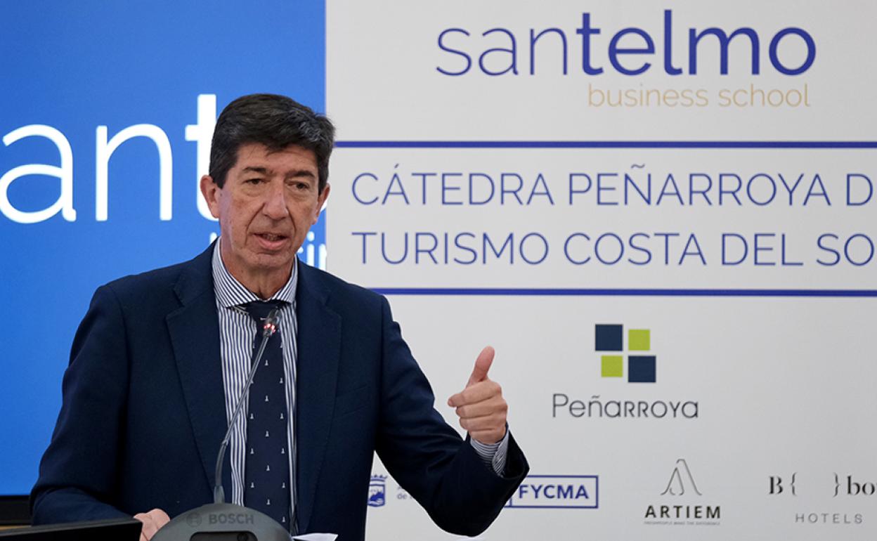 Juan Marín, durante su intervención en la Cátedra Peñarroya de Turismo. 