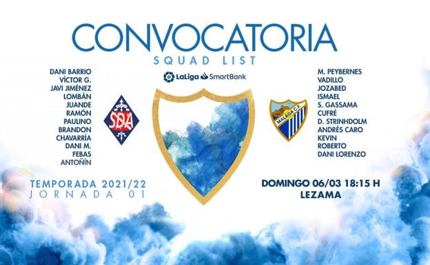 Lista de convocados del Málaga para el partido contra el Amorebieta.