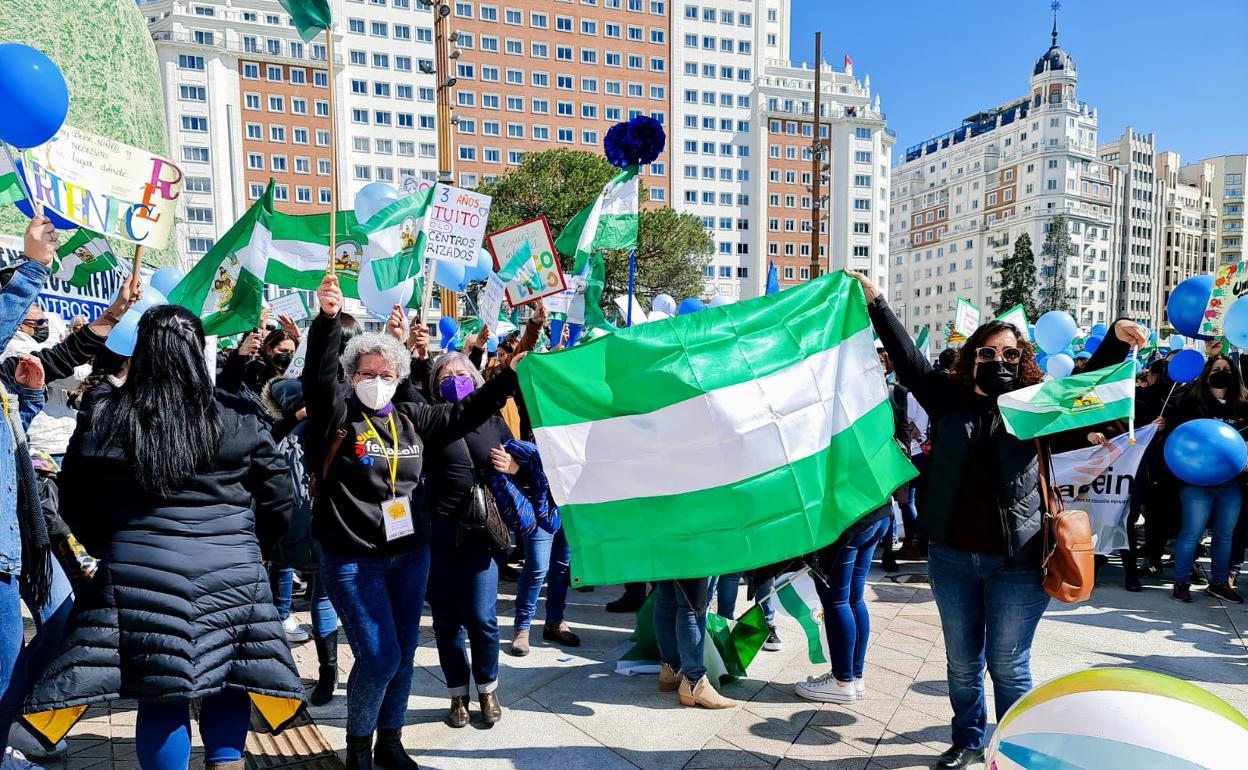 Manifestantes andaluces, en la concentración de este domingo en Madrid. 
