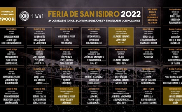 Cartel de los festejos de la Feria de San Isidro en Madrid.