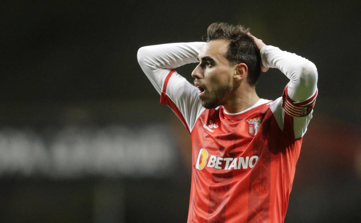 Ricardo Horta, en un gesto de sorpresa en un partido reciente de la Liga Europa. 