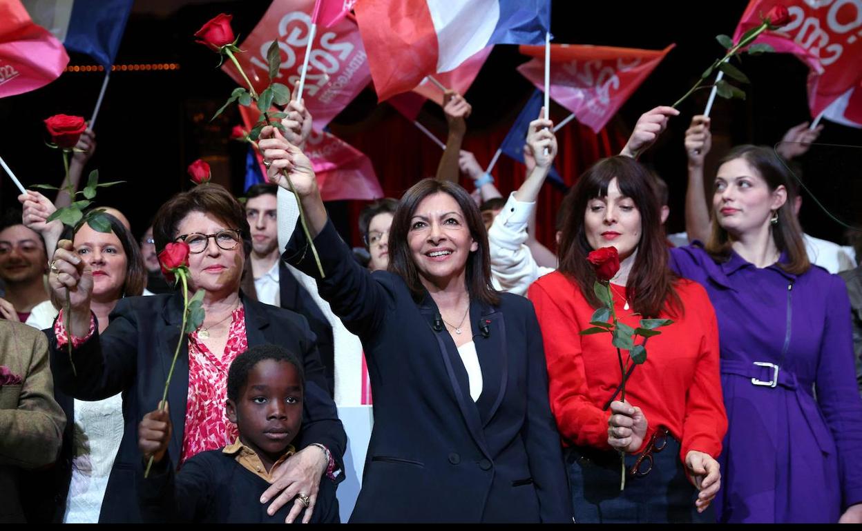 Anne Hidalgo, durante un acto celebrado en París este domingo.