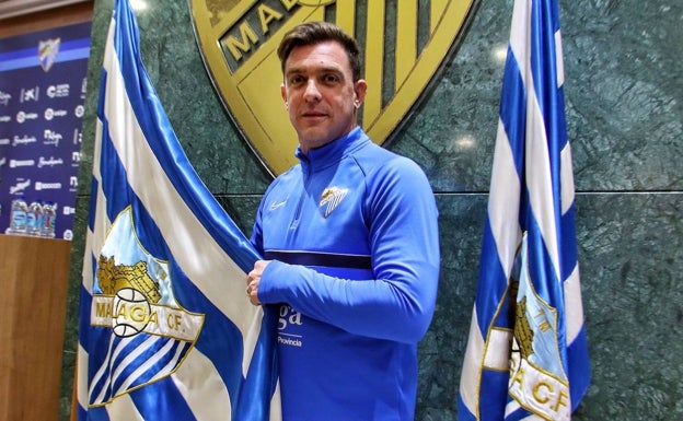 Pablo Guede, durante la rueda de presentación como entrenador del Málaga. 