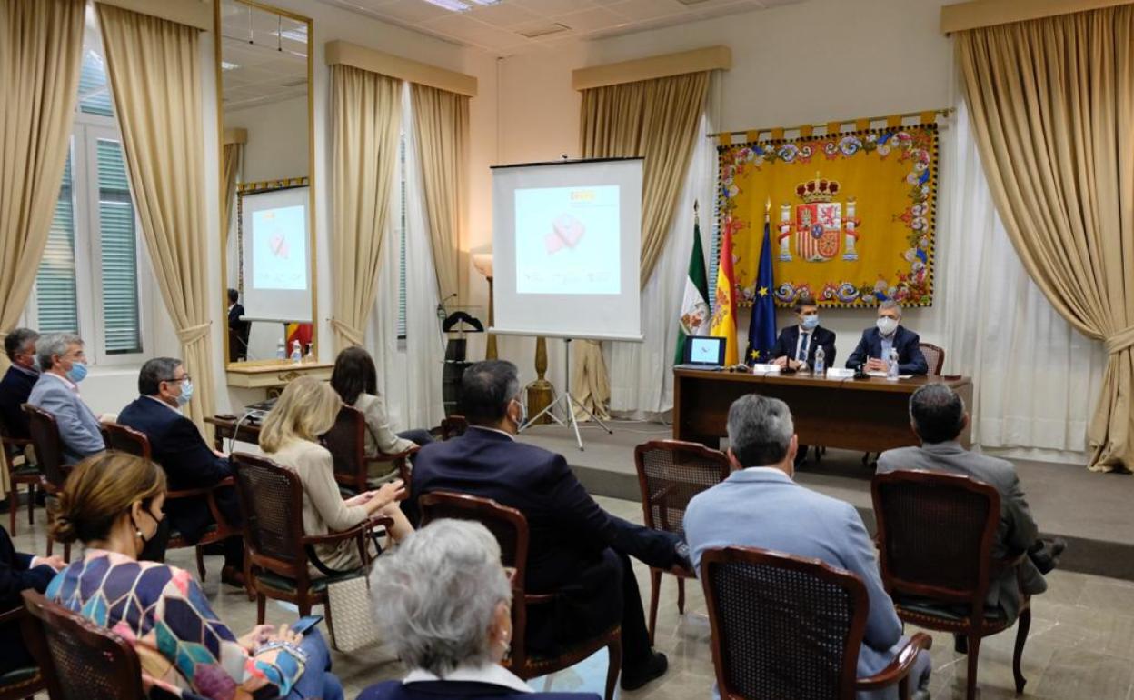 Un momento de la reunión entre el Gobierno y los ayuntamientos, hoy en Málaga. 