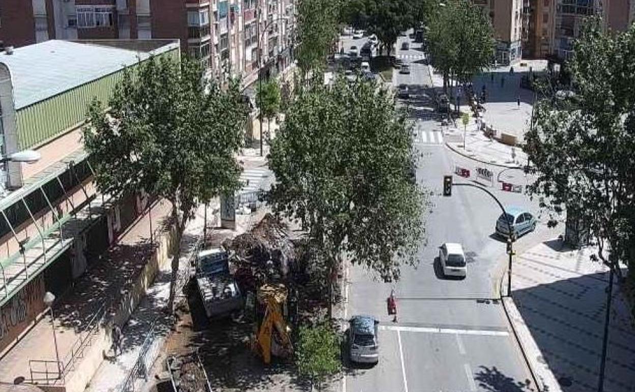 Trabajos de reparación de la calzada.