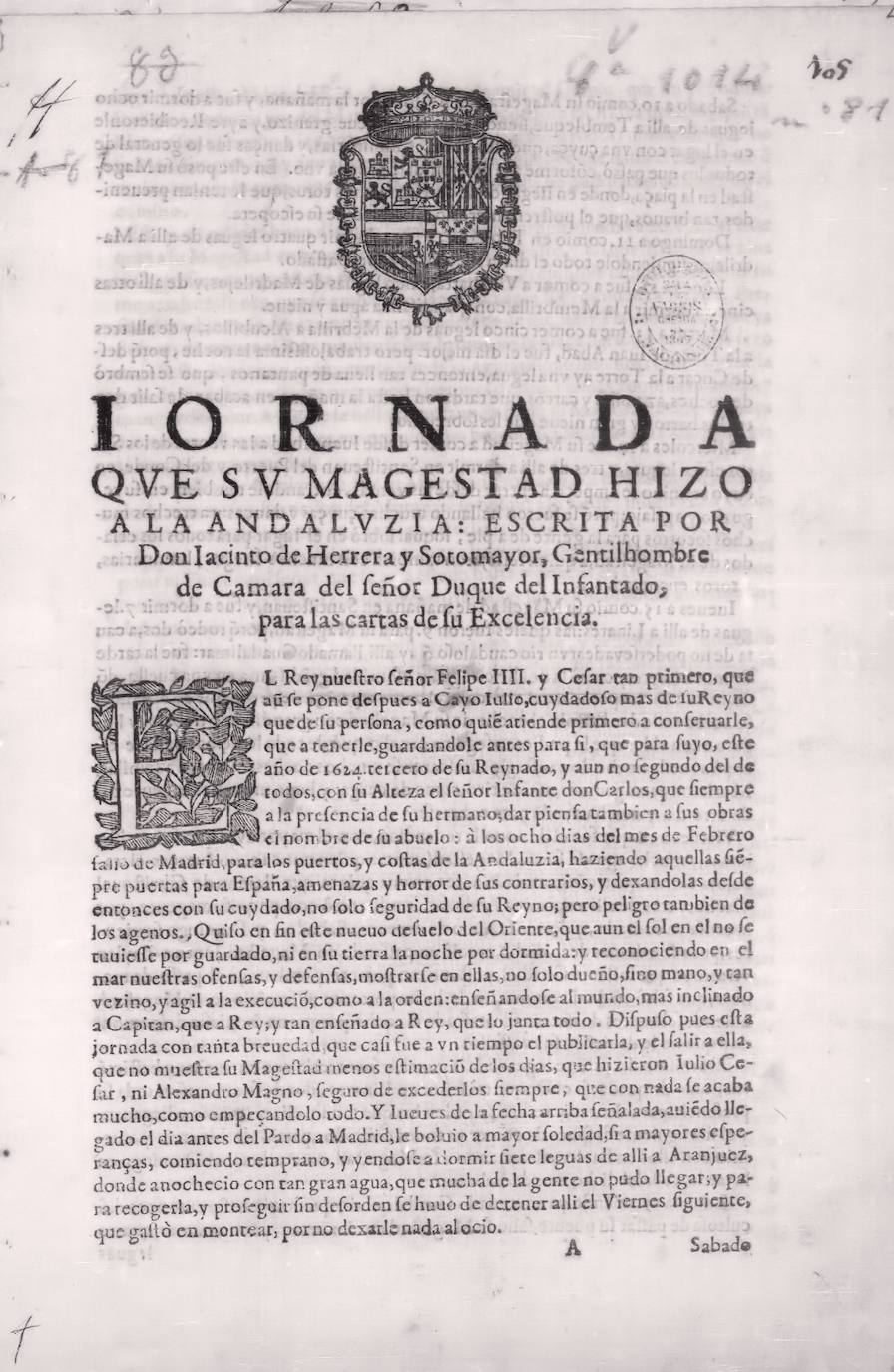 «Jornada que Sv Magestad hizo a la Andaluzia.. Jacinto de Herrera y Sotomayor (1624).