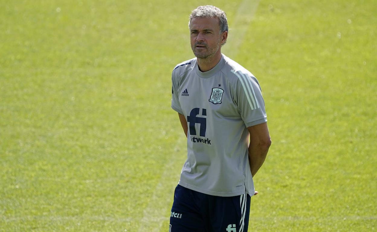 El entrenador de la selección española, Luis Enrique, en La Rosaleda.