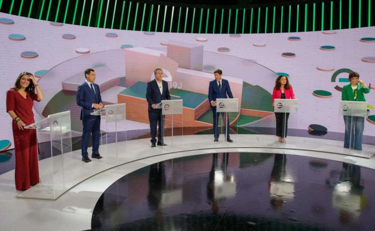 Debate electoral de este lunes entre los candidatos a la Presidencia de la Junta de Andalucía.