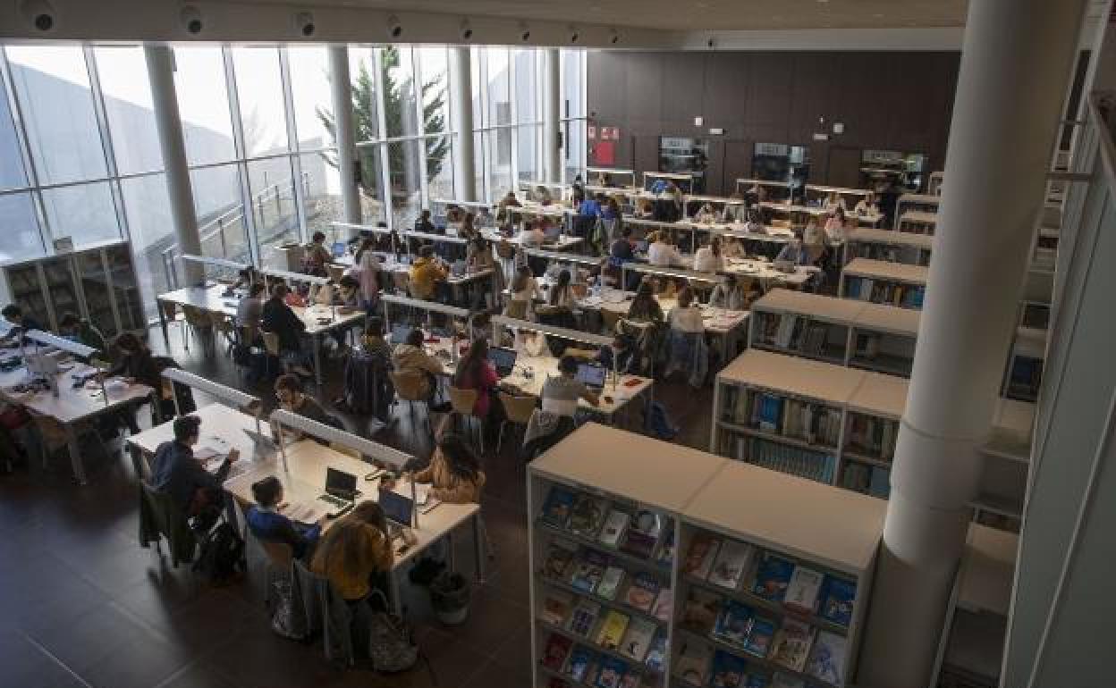 Alumnos en la biblioteca de la Facultad de Ciencias de la Salud. 