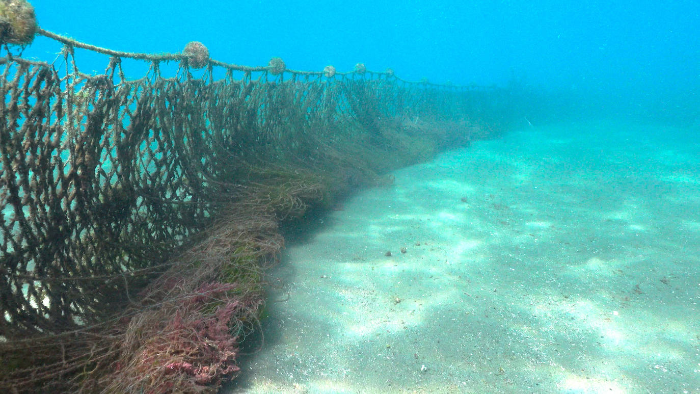 Fotos: Buceadores retiran una red abandonada frente a los Baños del Carmen