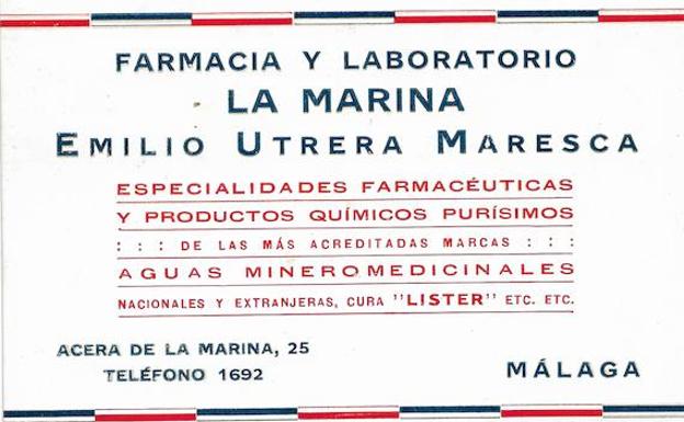 Tarjeta de la Farmacia de la Marina. 