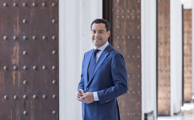 Juanma Moreno, el pasado viernes en el Palacio de San Telmo, sede del Gobierno de la Junta