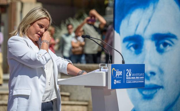 Marimar Blanco, emocionada este sábado en el acto de homenaje del PP en recuerdo de su hermano.