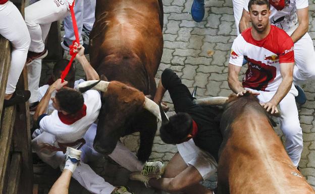 Imagen del quinto encierro de los Sanfermines. 