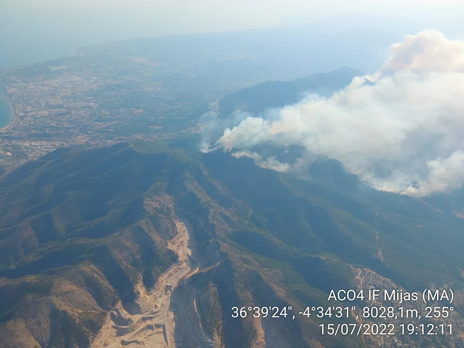 Imagen del incendio de Alhaurín el Grande desde el cielo.