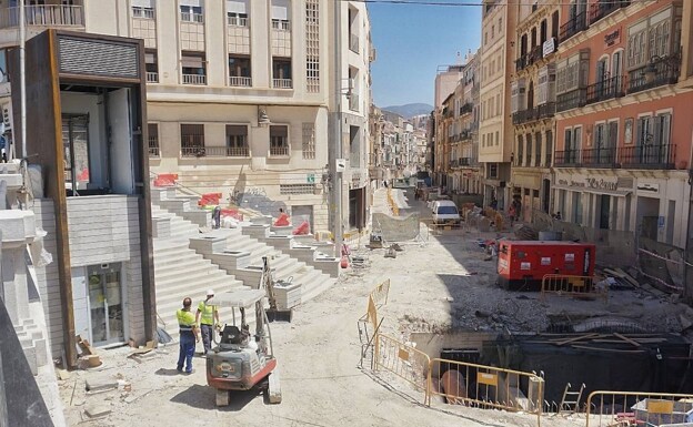 Trabajos de la primera fase de las obras de la calle Carretería. 