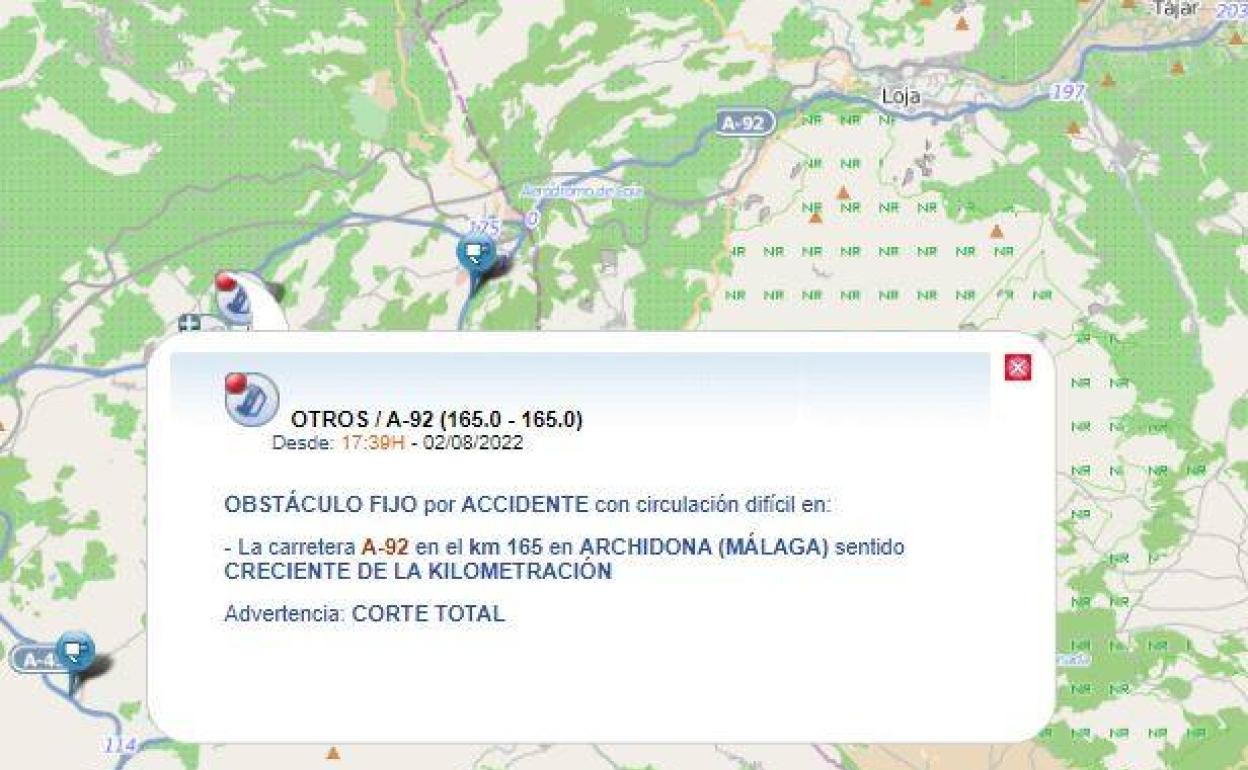 La A-92 recupera la normalidad tras el corte por el vuelco de un camión en Archidona