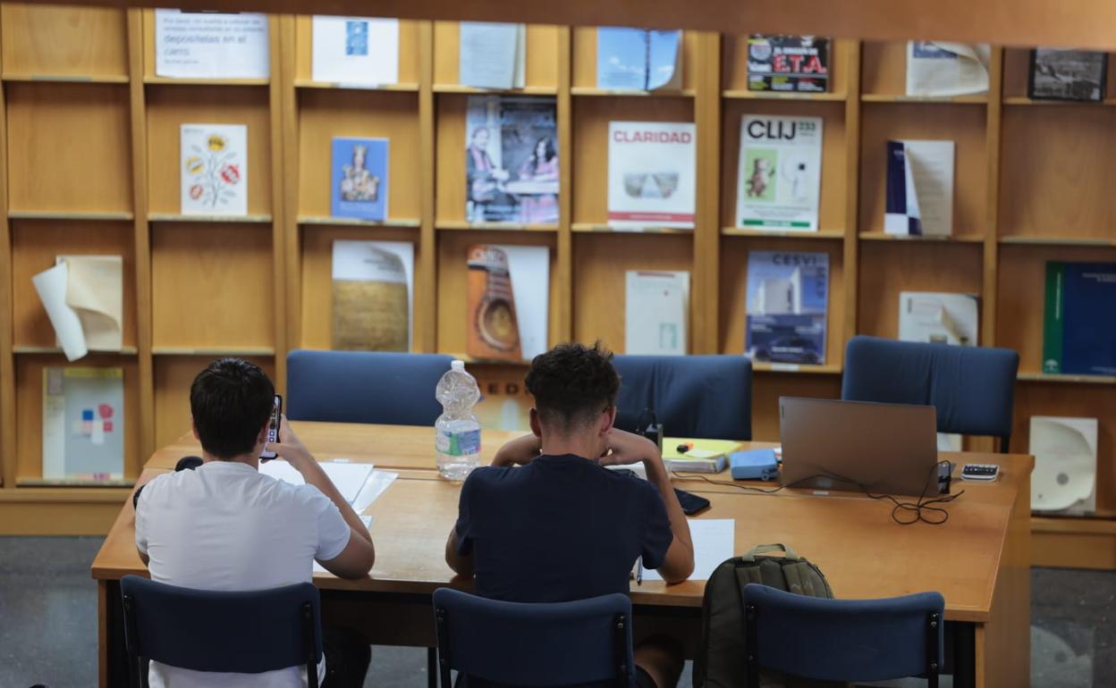 Estudiantes, en la biblioteca General de la Universidad de Málaga. 