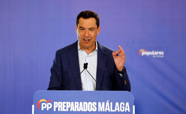 Juanma Moreno, durante su intervención en el acto celebrado en Málaga. 