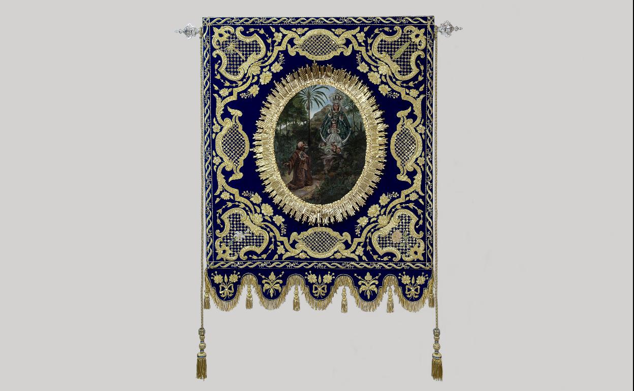 El estandarte de la Virgen de la Victoria tras su realización. 