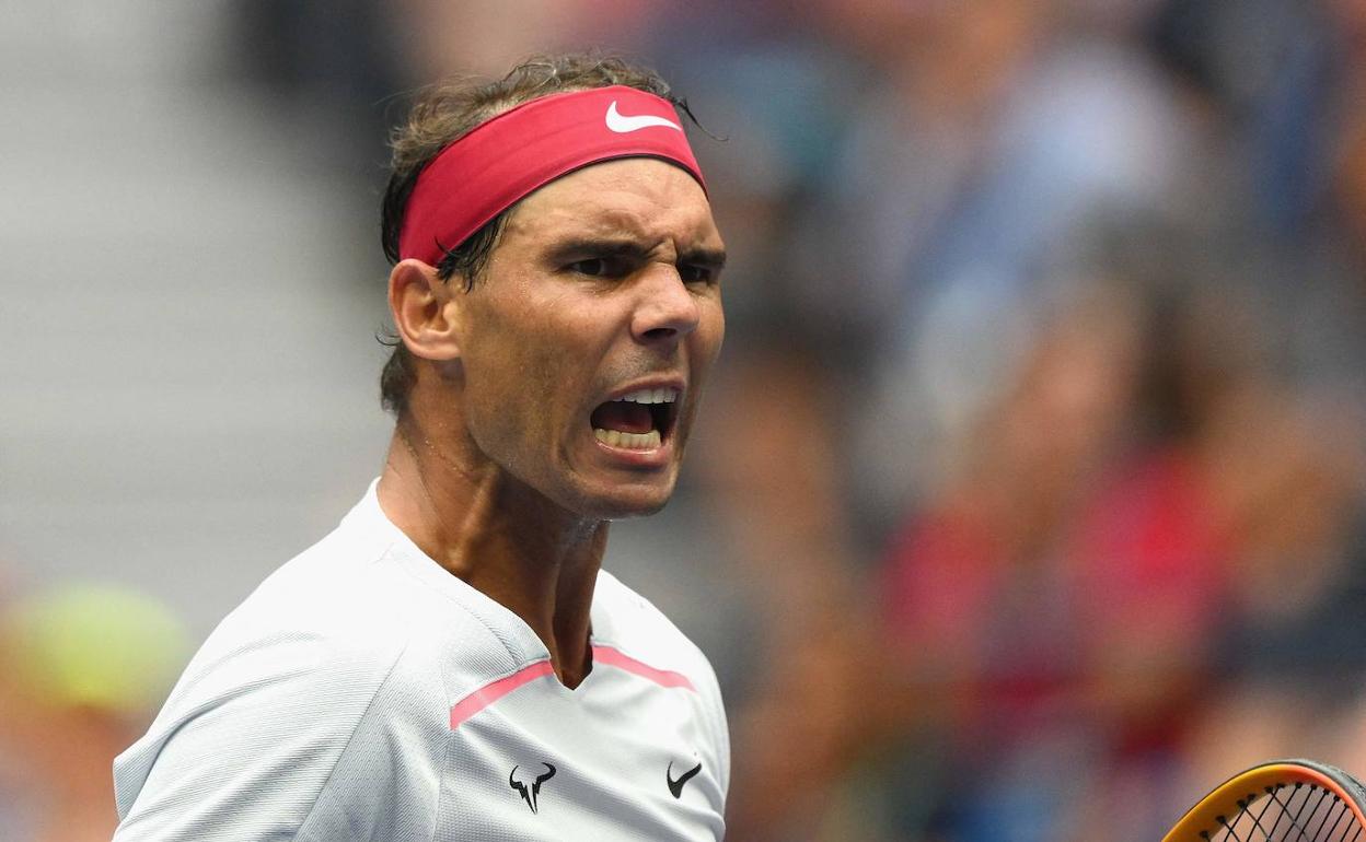 Rafael Nadal, durante el partido de este lunes.