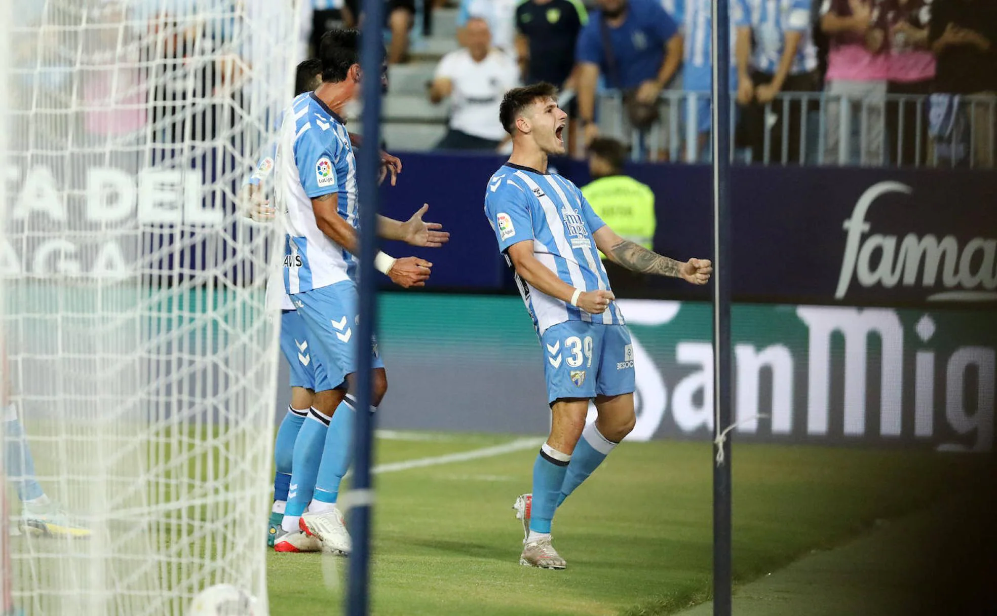 Cristian celebra el gol de Rubén Castro ante el Lugo en el que participó con una asistencia.