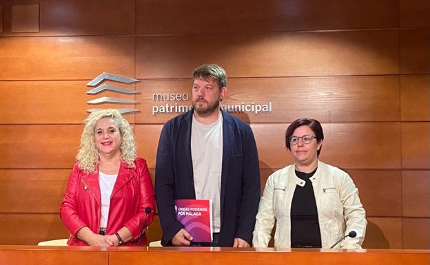 Los concejales de UP, Remedios Ramos, Nicolás Sguiglia y Paqui Macías.