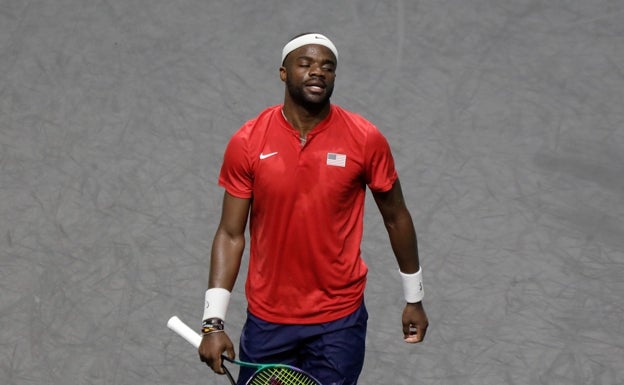 El gesto de contrariedad de Frances Tiafoe. 