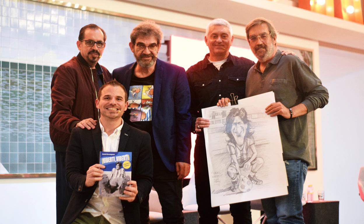 Sergio Cortés, Dani Barranquero, Pachi, Martín Viberti e Idígoras, ayer en el Aula de Cultura de SUR. 