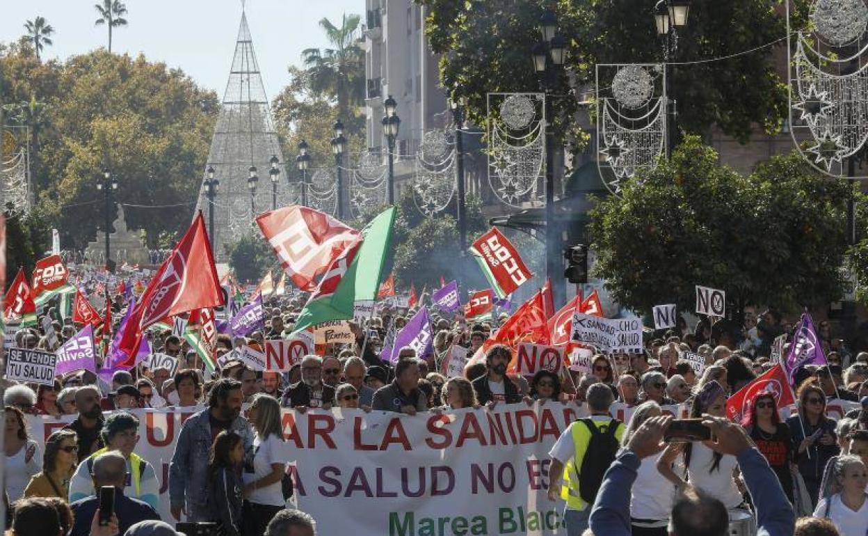 Miles de personas se manifiestan en Andalucía en defensa de la sanidad pública