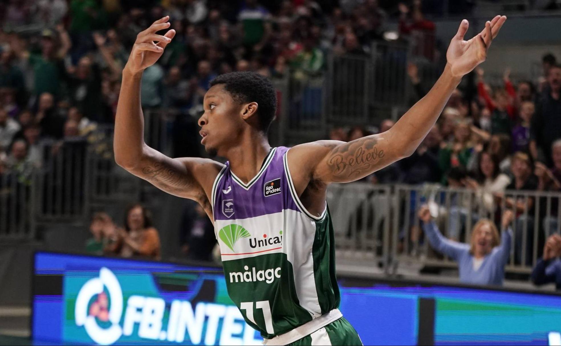 Tyson Carter celebra una canasta en el partido ante el Casademont Zaragoza. 