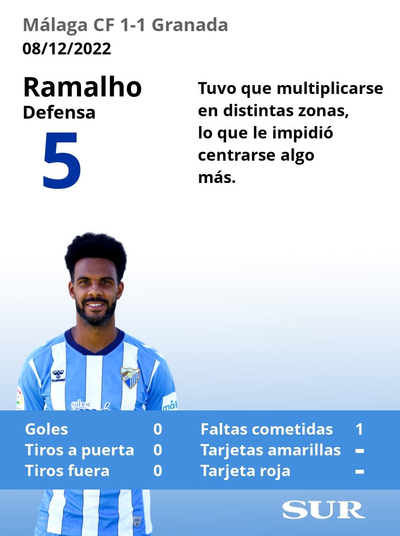 Valoraciones y estadísticas de los jugadores malaguistas en el partido.