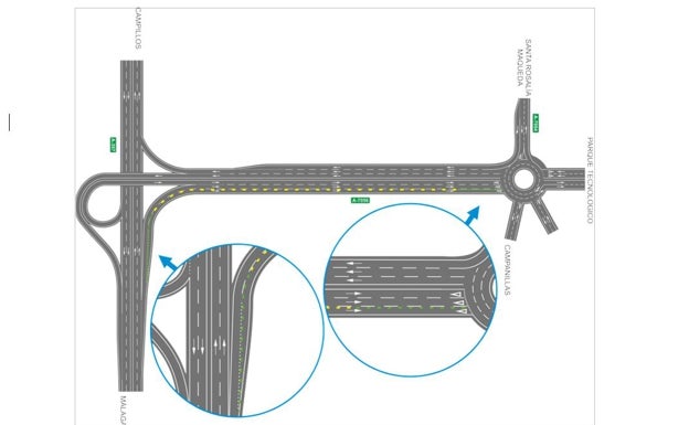 El carril parte desde la A-357 y desemboca en la rotonda de acceso al PTA. 