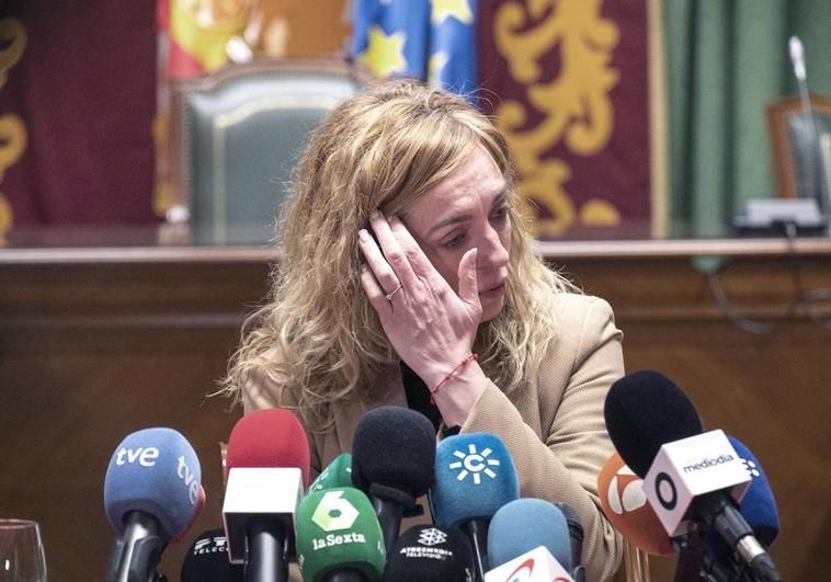 La alcaldesa de Maracena (Granada), Berta Linares (PSOE), durante la rueda de prensa ofrecida este miércoles.