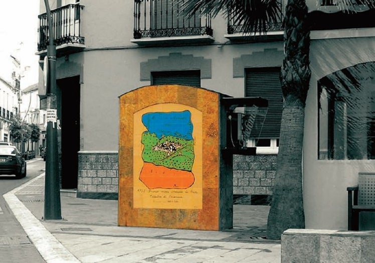 Postal conmemorativa de la cerámica instalada en la plaza de San Agustín.