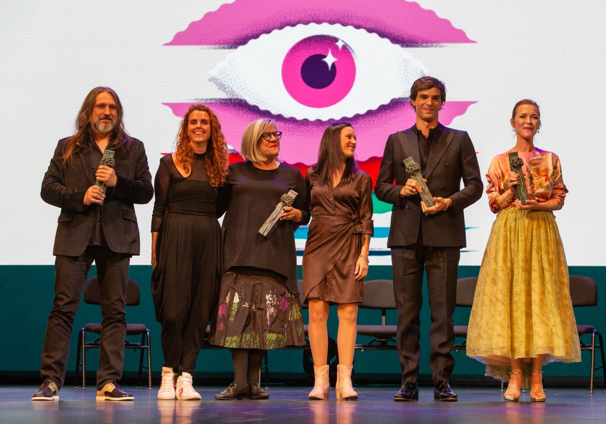 Premiados de la gala Málaga Cinema, celebrada en el teatro Cervantes.