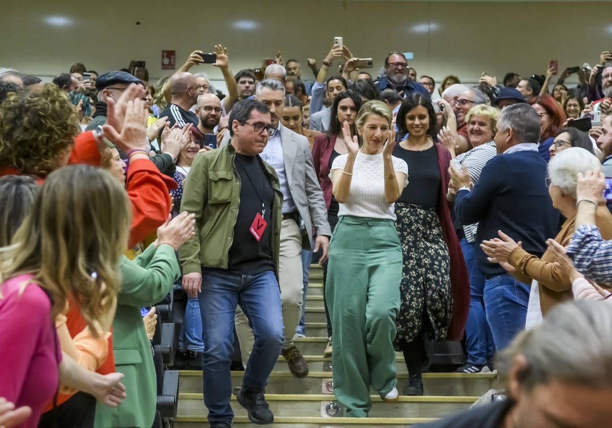 Yolanda Díaz, a su llegada al acto.