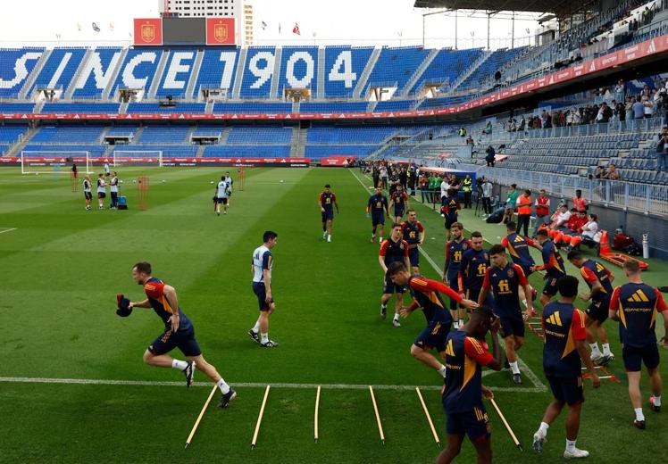 Entrenamiento de este viernes en La Rosaleda