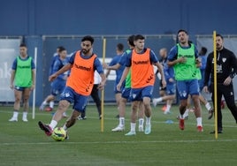 Juande, Cristian y Chavarría, en un entrenamiento reciente.