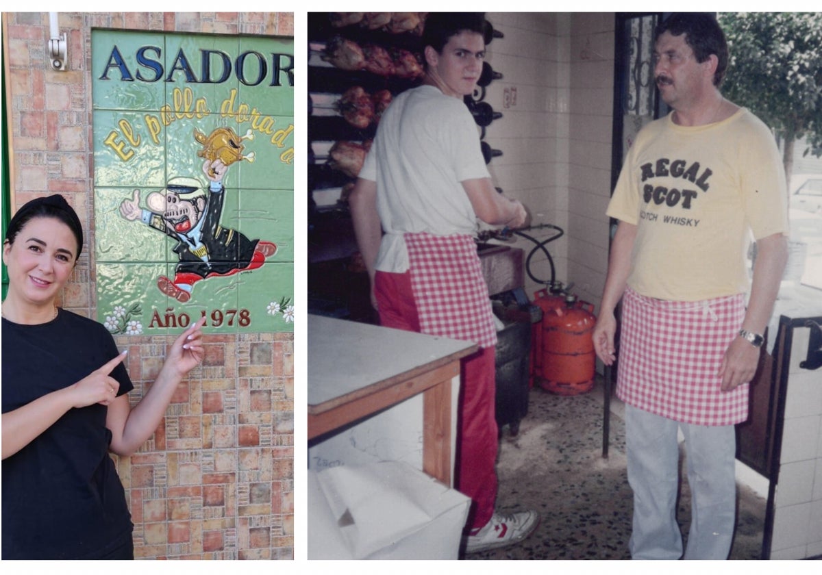 Mariana Plaja, actual dueña (izquierda) y su padre y fundador del negocio, trabajando junto a uno de sus hijos en los 90' (derecha).